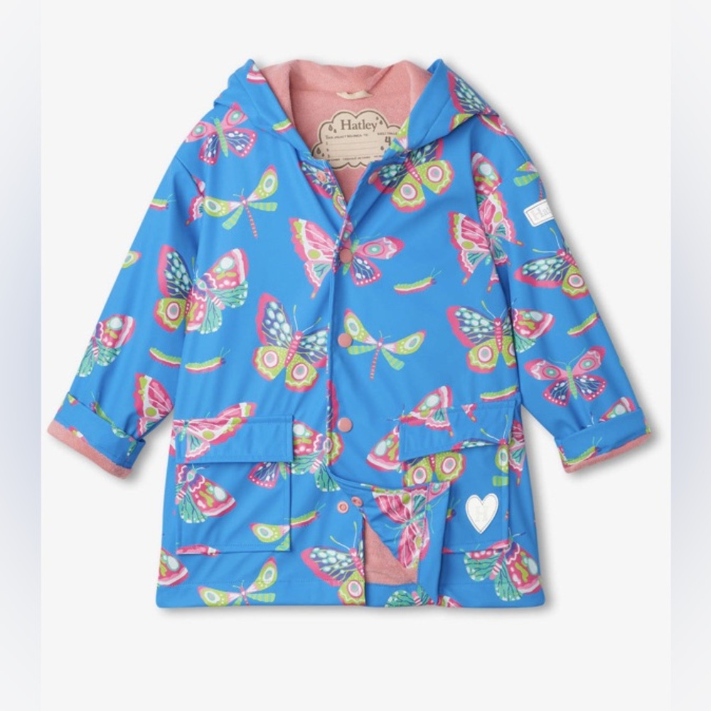 Hatley Botanical Butterflies Rain Coat Size 6